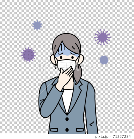 風邪をひく 会社員 女性 風邪をひく 会社員 女性 71237284