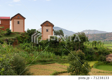 Residential houses of the local population surrounded by beautiful nature Residential houses of the local population surrounded by beautiful nature 71238133