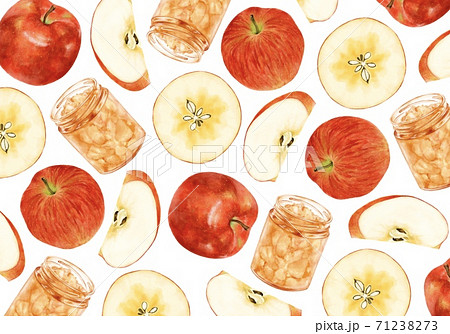 りんごとりんごジャムの背景 水彩風イラストのイラスト素材