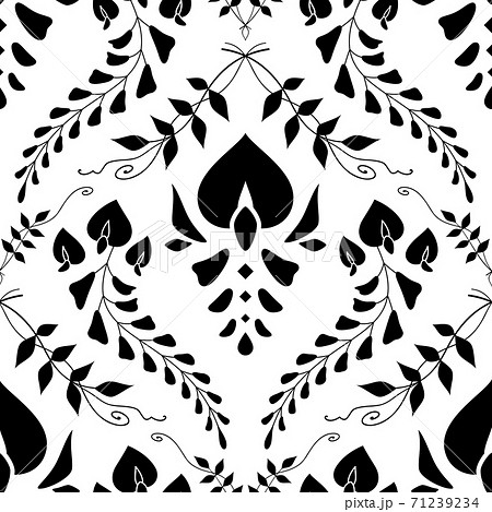 藤の花のシームレスパターン 和風なアラベスク イラスト素材のイラスト素材