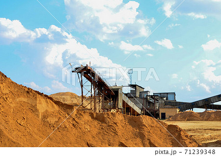 Sand making plant in mining quarry. Crushing factory  71239348