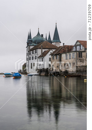 The Turmhof in Steckborn on a foggy morning, Lake Constance, Canton Thurgau, Switzerland 71239709