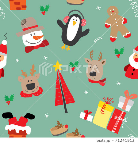 New Year and Christmas seamless pattern, hand drawn doodles Seamless Pattern. Background Vector Illustration New Year and Christmas seamless pattern, hand drawn doodles Seamless Pattern. Background Vector Illustration 71241912