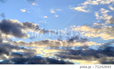 Wide banner Blue sky background with gray clouds 71242693