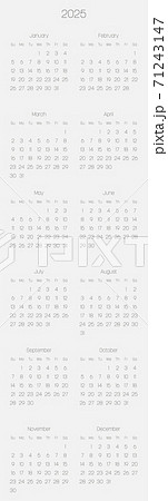 Monthly calendar of year 2025 71243147