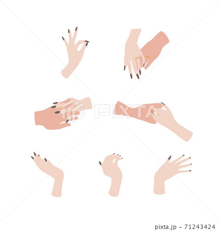 Elegant Woman Hand Kissing Pose Palm Down Fingers Outstretched with French  Manicure Retro Style Vector Outlined Illustration Isolated on White Stock  Vector | Adobe Stock