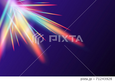 Rainbow flare lens realistic effect. Vector illustration of light refraction texture overlay glare for photo and mockups. Transparent holographic streaks background 71243926