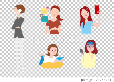 Woman operating a smartphone 71244784