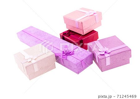 giftbox pink and purple pastel assorted tones on a white isolated background giftbox pink and purple pastel assorted tones on a white isolated background 71245469