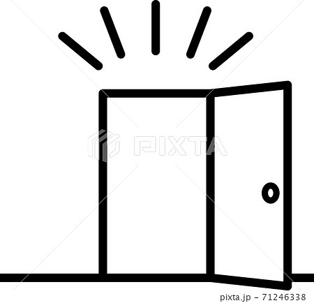 開いたドアのシンプルな図のイラスト素材