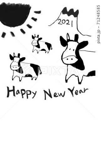 イラスト素材: 2021 丑年 年賀状 黒 イラスト素材: 2021 丑年 年賀状 黒 71248585