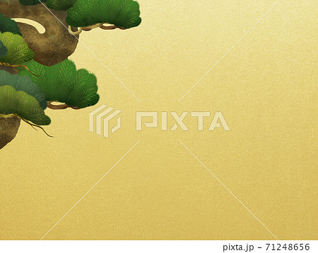 松と金箔の和風背景 複数のバリエーションがありますのイラスト素材