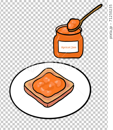 トーストにアプリコットジャムを塗ったイラストのイラスト素材