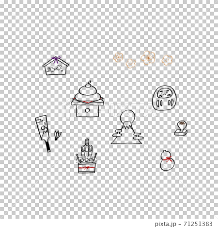 New year line drawing illustration set New year line drawing illustration set 71251383