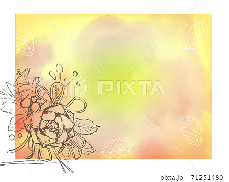 淡い背景と手書きの花のポストカードのイラスト素材