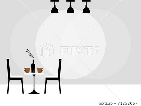 黒い椅子のテーブルセットと照明のイラスト 黒い椅子のテーブルセットと照明のイラスト 71252067
