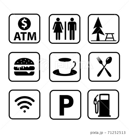 rest area sign vector illustration,Set of symbols for urban areas, Professional icon set in flat color style rest area sign vector illustration,Set of symbols for urban areas, Professional icon set in flat color style 71252513