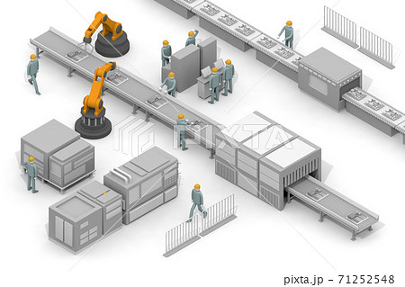 工場で働く人物 ロボットを操作する 製造業の仕事をする 物作りの作業 のイラスト素材