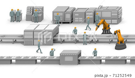 工場で働く人物 ロボットを操作する 製造業の仕事をする 物作りの作業 のイラスト素材