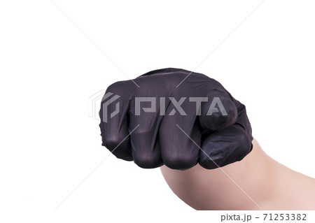 Hands in black medical gloves isolated on a white background 71253382