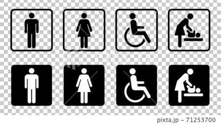 アイコン　トイレの男女　身体障害者　ベビーシート　 71253700