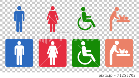 アイコン トイレの男女 身体障害者 ベビーシート アイコン トイレの男女 身体障害者 ベビーシート 71253702