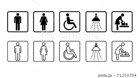 アイコン　トイレの男女　身体障害者　ベビーシート 71253704