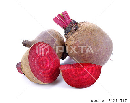 Fresh beetroot with half isolated on white background Fresh beetroot with half isolated on white background 71254517