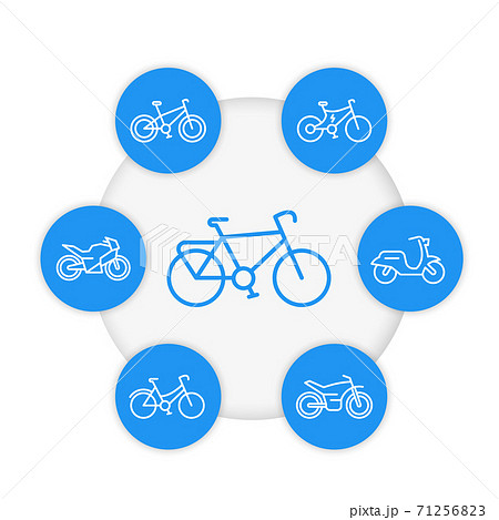 Bikes line icons, cycling, bicycles, motorcycle Bikes line icons, cycling, bicycles, motorcycle 71256823