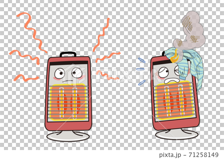 ストーブ-カーボンヒーターの上に服が落ちて火災が起きる 71258149