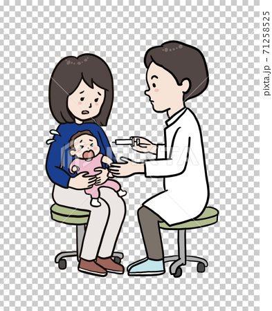 予防接種 ワクチン接種の注射をする子どものイラストのイラスト素材