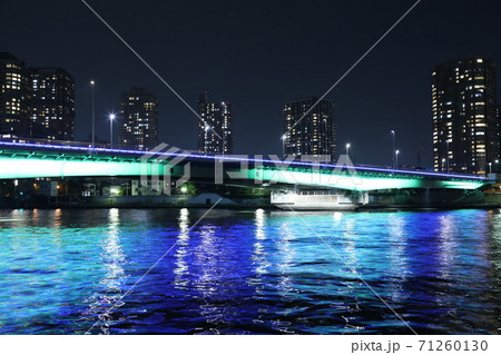 水辺のにぎわい創出する隅田川橋梁のライトアップ 『佃大橋』 71260130