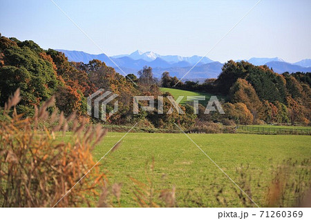 北海道の風景「牧草地と日高山脈」(北海道新冠町) 北海道の風景「牧草地と日高山脈」(北海道新冠町) 71260369