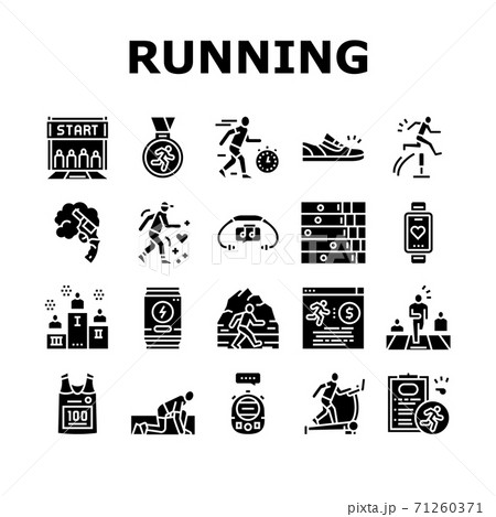 Running Athletic Sport Collection Icons Set Vector 71260371