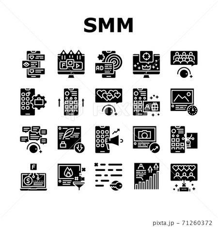 Smm Media Marketing Collection Icons Set Vector 71260372