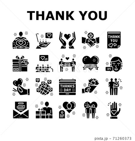 Thank You Day Holiday Collection Icons Set Vector 71260373