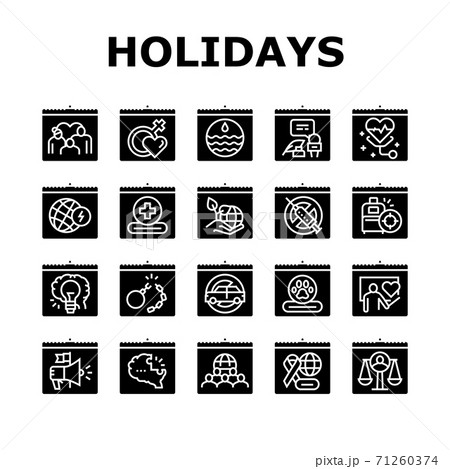 World Holidays Event Collection Icons Set Vector 71260374