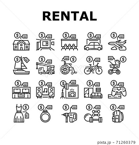 Rental Service Business Collection Icons Set Vector 71260379