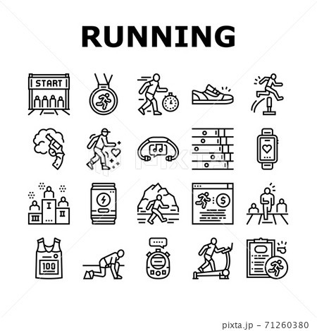 Running Athletic Sport Collection Icons Set Vector Running Athletic Sport Collection Icons Set Vector 71260380