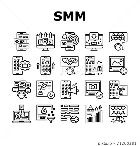 Smm Media Marketing Collection Icons Set Vector 71260381