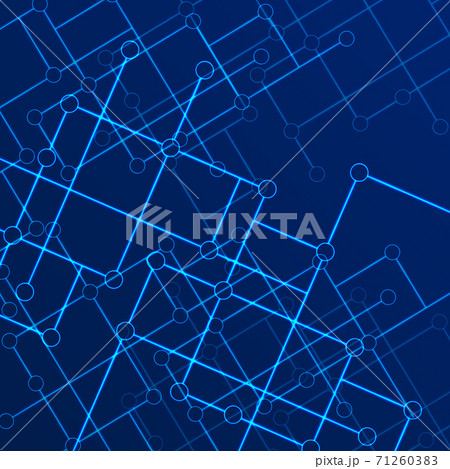 Abstract vector line background with connection points in the form of circles. Data transfer concept. Data array. Science and technology. Neon lines and circles with intersections. 71260383
