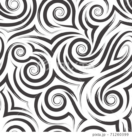 Vector black seamless pattern of spirals and curls for decoration and printing on fabric on a white background. Texture of swirl or sea waves for wrapping paper and clothes. Vector black seamless pattern of spirals and curls for decoration and printing on fabric on a white background. Texture of swirl or sea waves for wrapping paper and clothes. 71260399