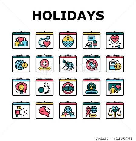 World Holidays Event Collection Icons Set Vector 71260442