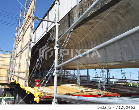 仮設足場 歩道橋改修工事 の写真素材