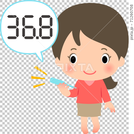 A woman with a thermometer in the 36 degree range 71260708