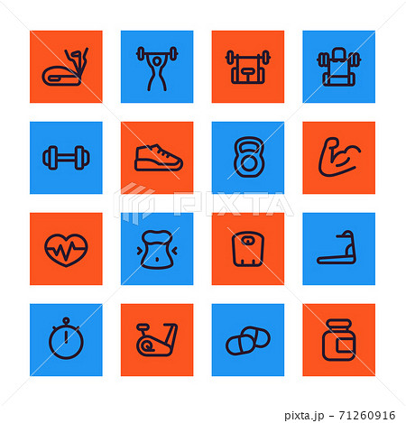 fitness and gym training line icons set fitness and gym training line icons set 71260916