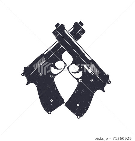 crossed modern pistols, vector guns on white 71260929