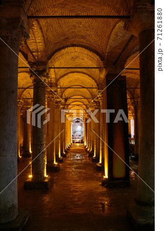 Underground Basilica Cistern Yerebatan Sarnici in Istanbul, Turkey. Cistern in Istanbul underground. Basilica showplace in Istanbul 71261880