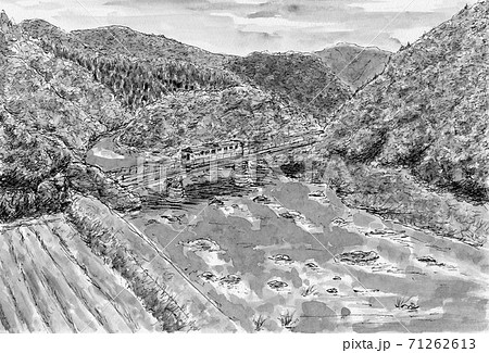 鉄橋のイラスト素材