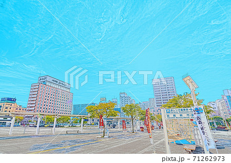 [アニメ風] 北海道函館　函館駅前の風景 71262973